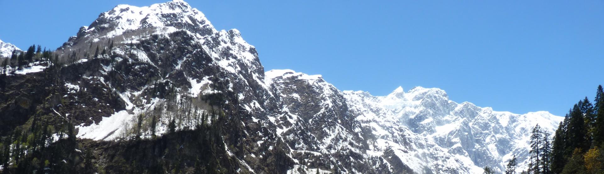 Snow avalanche path at Indian Himalayas