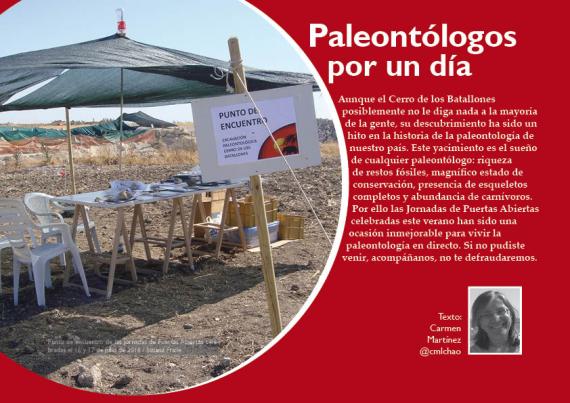 Portada del artículo "Paleontólogos por un día" de la revista NaturalMente nº 11
